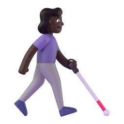 Woman With White Cane Facing Right: dark skin tone