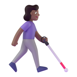 Woman With White Cane Facing Right: medium-dark skin tone