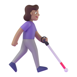 Woman With White Cane Facing Right: medium skin tone