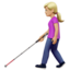 使用白手杖的女性: 中等 浅肤色 — Apple