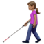 使用白手杖的女性: 中等肤色 — Apple