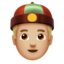 戴瓜皮帽的男性: 中等 浅肤色 — Apple