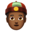 戴瓜皮帽的男性: 中等 深肤色 — Apple