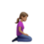 Woman Kneeling Facing Right: Medium Skin Tone — Apple