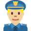 男警察: 中等 浅肤色 — Twitter