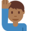 男生举手: 中等 深肤色 — Twitter