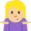 女生耸肩: 中等 浅肤色 — Twitter