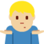 男生耸肩: 中等 浅肤色 — Twitter