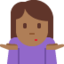 女生耸肩: 中等 深肤色 — Twitter