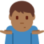 男生耸肩: 中等 深肤色 — Twitter